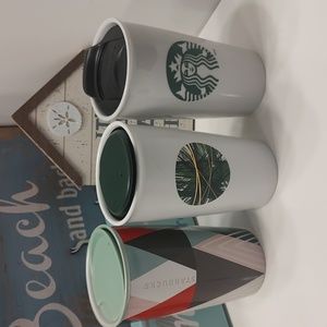 🥰 EUC Starbucks Collectible 12 oz. Ceramic Insulated Coffee Mugs, Set of 3